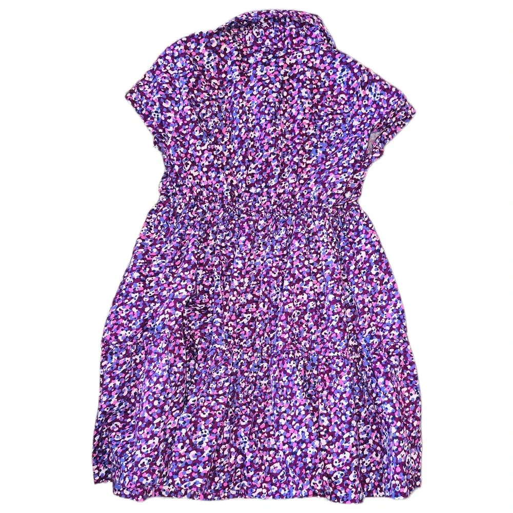 Vince Camuto Girls‎ Purple Blue Abstract Print Tiered Button Down Dress 3T